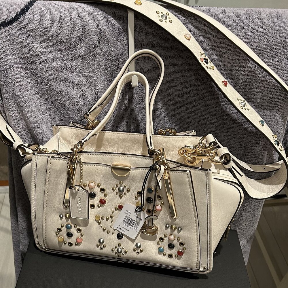 Coach Dreamer With Rivets White L1892-68291 NWT